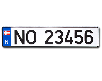 01b. Norwegisches Autoschild EU Format 520 x 110 mm mit Fahne